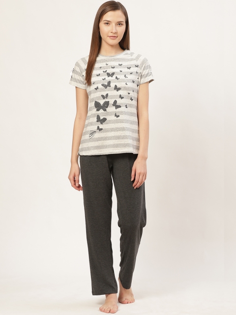 

Sweet Dreams Women Off-White & Grey Printed Night Suit