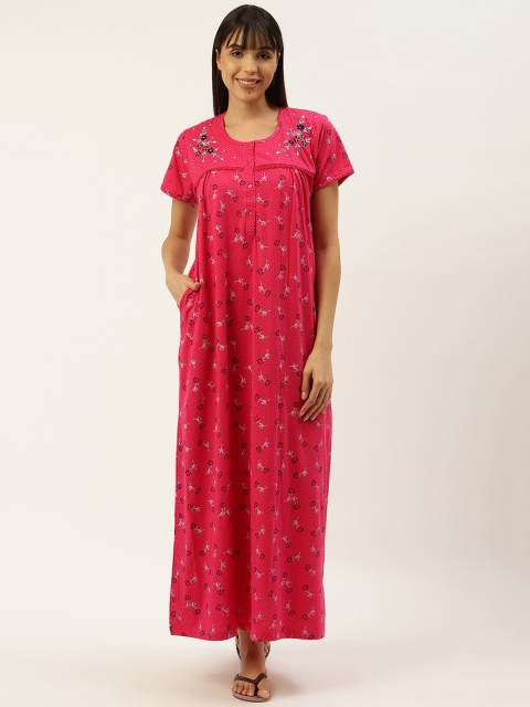 

Sweet Dreams Pink & Navy Floral Print Maxi Nightdress