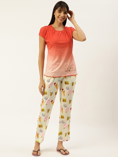 

Sweet Dreams Women Orange & Yellow Dyed Night Suit