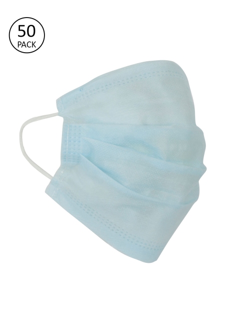 

House Of Accessories Adults Blue Pack of 50 Reusable 3-Ply Surgical Masks with Nosepin