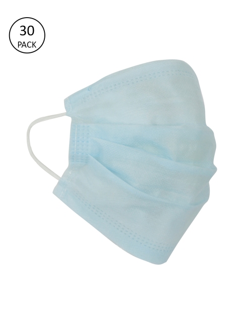 

House Of Accessories Adults Blue 30 Pcs Reusable 3-Ply Surgical Masks with Nosepin