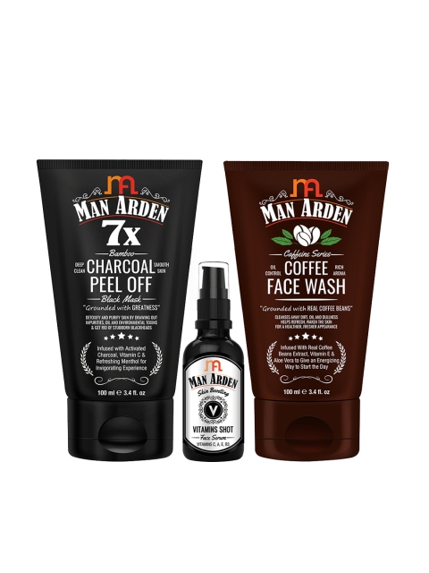 

Man Arden Skin Boosting Combo Peel Off Mask + Face Serum + Face Wash, Black