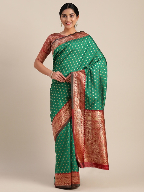 Green Silk Blend Woven Design Kanjeevaram Saree