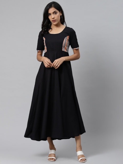 

PRIYANKA CHOUDHARY Women Black Self Design Maxi Dress