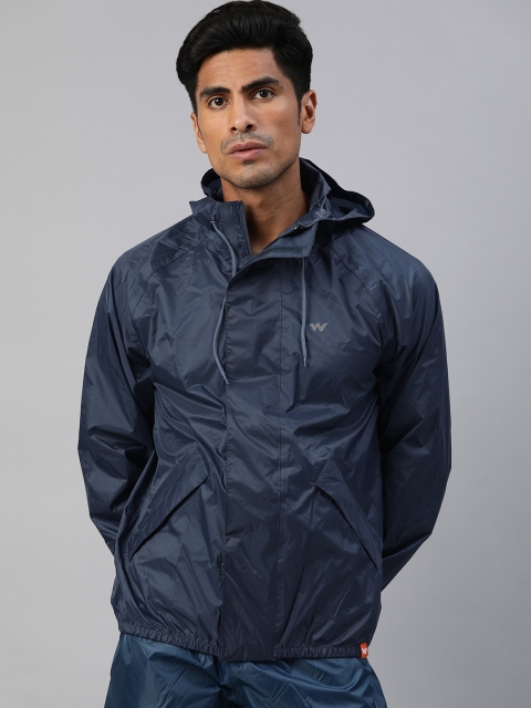 

Wildcraft Men Navy Blue Solid Hooded HypaDry Rain Jacket