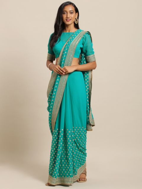 

Soch Green & Golden Pure Georgette Embroidered Saree