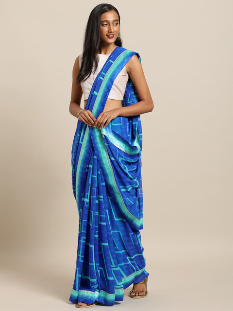 

Soch Blue Printed Pure Georgette Saree