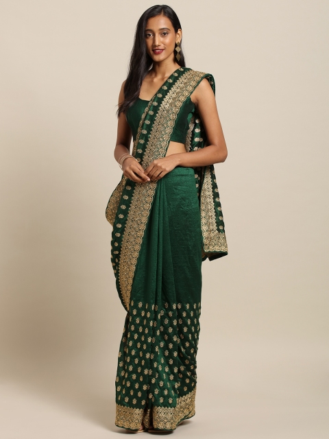 

Soch Green & Gold-Coloured Embroidered Pure Silk Saree
