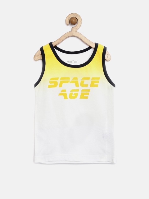 

Gini & Jony Boys White & Yellow Printed T-shirt