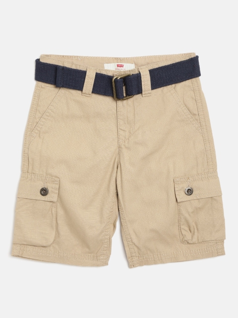 

Levis Boys Beige Solid Regular Fit Cargo Shorts with Belt