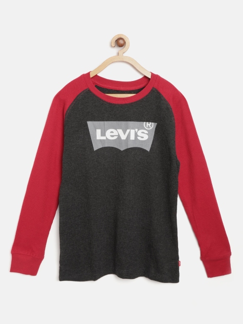 

Levis Boys Charcoal Grey Brand Logo Print Ribbed Round Neck Thermal T-shirt