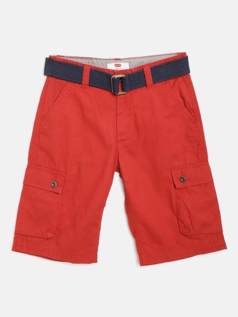 

Levis Boys Red Solid Regular Fit Cargo Shorts with Belt