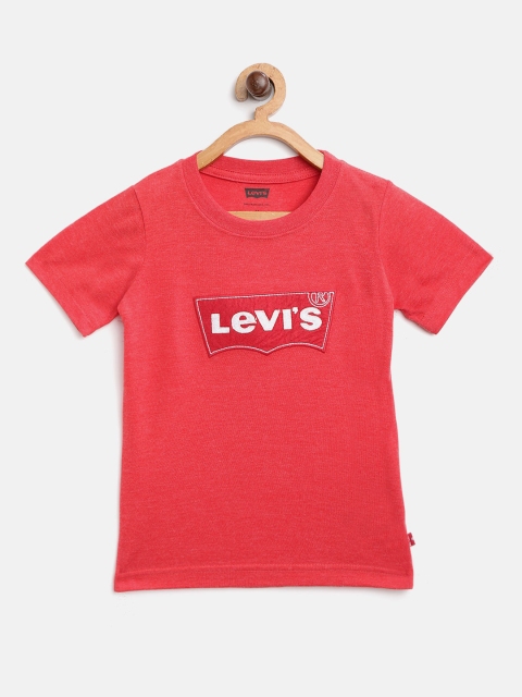 

Levis Boys Red & White Brand Logo Applique Round Neck T-shirt