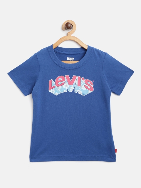

Levis Boys Blue Pink Brand Logo Print Round Neck Pure Cotton T-shirt