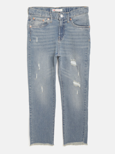 

Levis Girls Blue Straight Fit High-Rise Mildly Distressed Stretchable Jeans