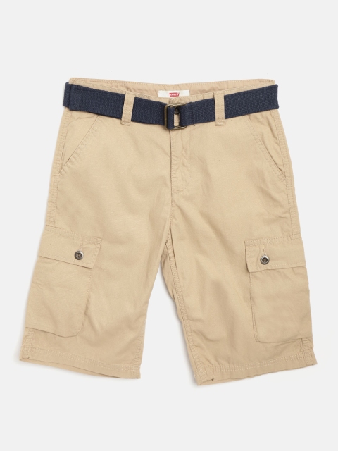 

Levis Boys Beige Solid Regular Fit Cargo Shorts with Belt