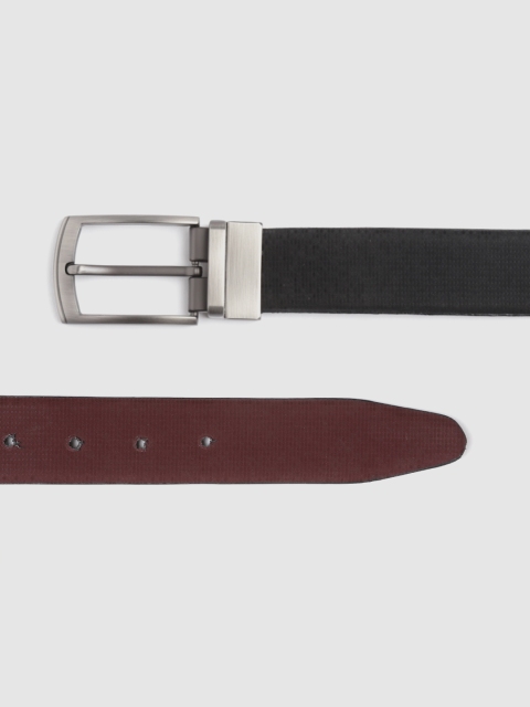 

HIGHLANDER Men Black & Burgundy Embossed Print Reversible Belt