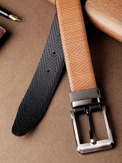 

HIGHLANDER Men Black & Brown Textured Reversible Belt