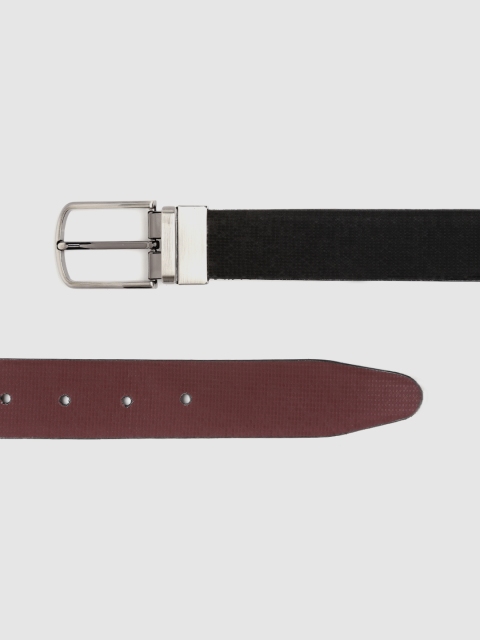 

HIGHLANDER Men Black & Burgundy Embossed Print Reversible Belt