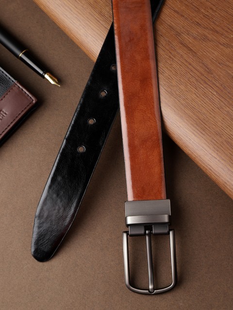 

HIGHLANDER Men Black & Brown Solid Reversible Belt