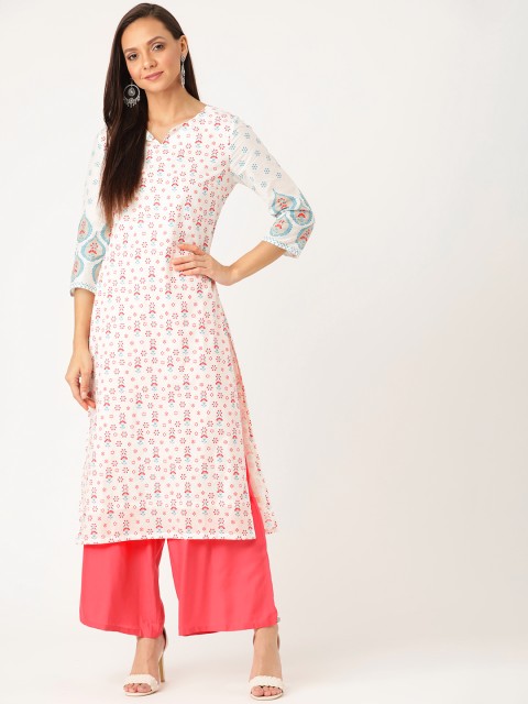 

Moda Rapido Women White & Red Printed Straight Kurta