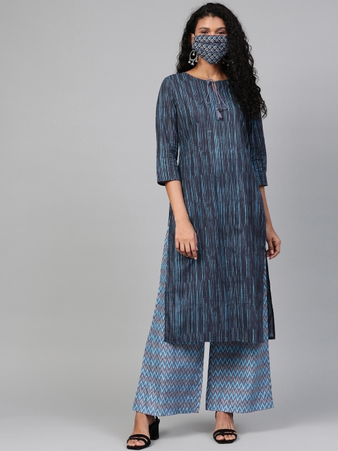 

HERENOW Women Blue Printed Kurta with Palazzos