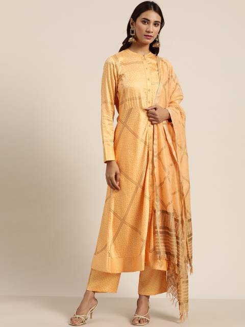 

Moda Rapido Women Peach-Coloured Printed Kurta with Palazzos & Dupatta