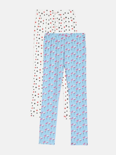 

YK Basics Girls Pack of 2 Printed Ankle-Length Leggings, Blue