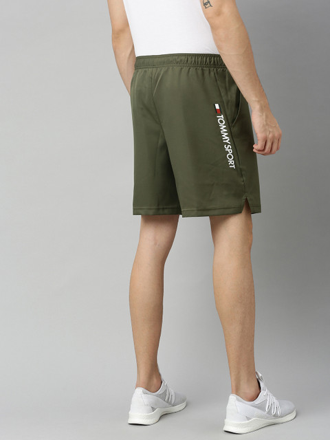 

Tommy Hilfiger Men Olive Green Solid Regular Fit Sports Shorts