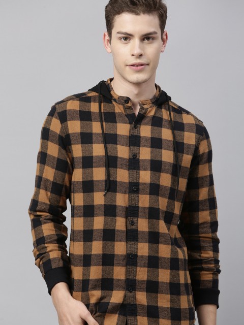 

HERE&NOW Men Blue & Yellow Slim Fit Checked Casual Shirt
