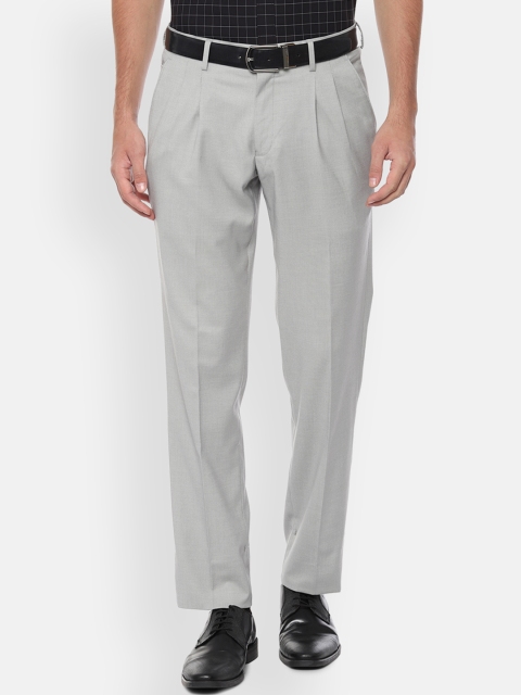 

Louis Philippe Men Grey Regular Fit Self Design Formal Trousers