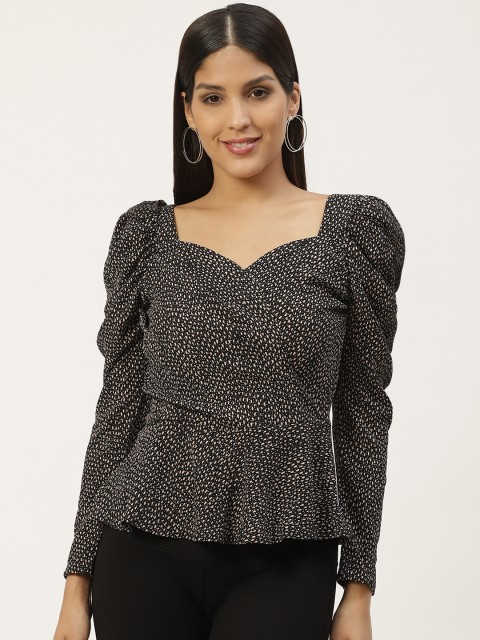 

WoowZerz Women Black & Pink Printed A-Line Top