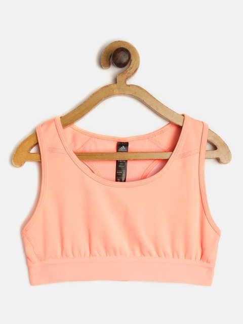 

ADIDAS Peach-Coloured Alphaskin Don't Rest Non-Padded Training Bra GE0515