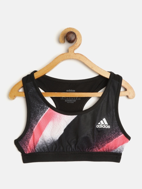 

ADIDAS Black & Pink Unleash Confidence Printed Non-Wired Non-Padded Sports Bra GD6148