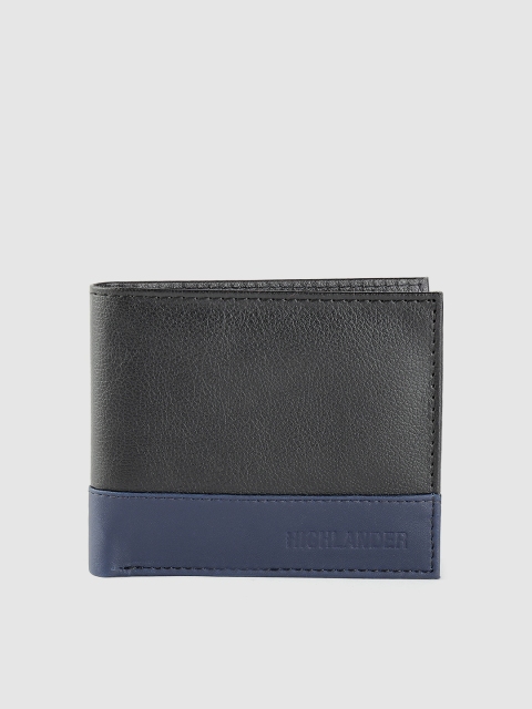 

HIGHLANDER Men Black & Navy Blue Colourblocked Two Fold Wallet