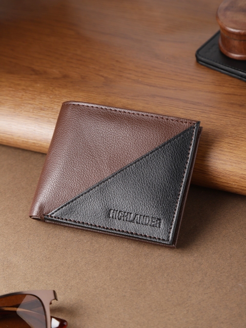 

HIGHLANDER Men Coffee Brown & Black Colourblocked Two Fold Wallet