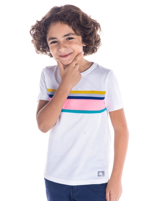 

Cherry Crumble Unisex Kids White & Pink Striped Round Neck T-shirt
