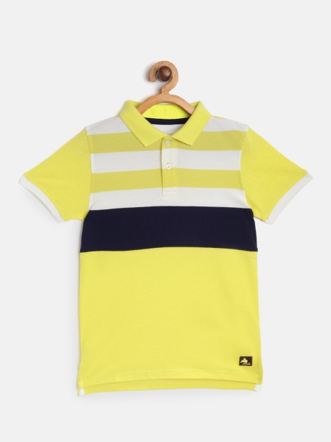 

Cherry Crumble Unisex Kids Yellow & White Striped Polo Collar T-shirt