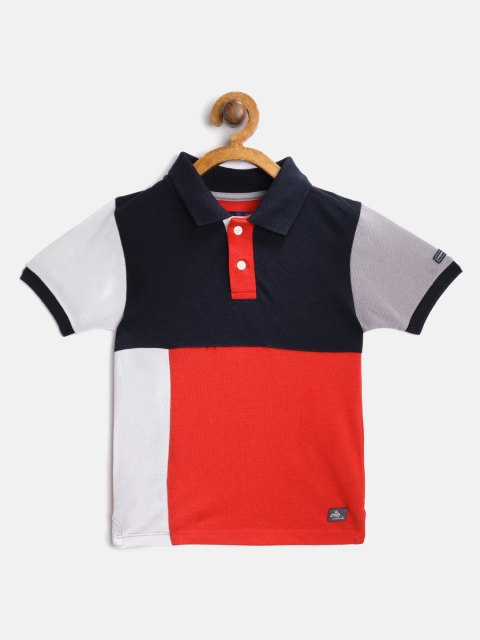 

Cherry Crumble Unisex Kids Red & Navy Colourblocked Polo Collar T-shirt