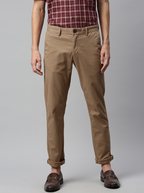 

Indian Terrain Men Brown Brooklyn Slim Fit Self Design Regular Trousers