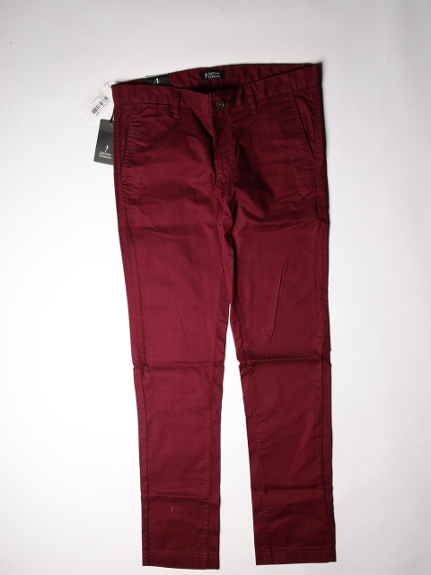

Indian Terrain Men Red Brooklyn Slim Fit Solid Regular Trousers