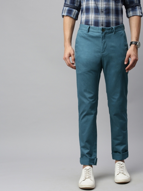 

Indian Terrain Men Teal Blue Brooklyn Slim Fit Striped Chinos