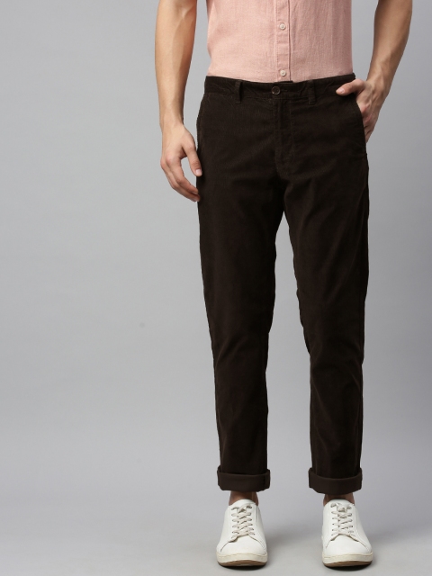 

Indian Terrain Men Brown Brooklyn Slim Fit Solid Corduroy Regular Trousers