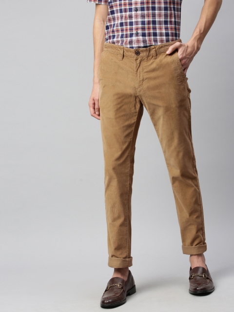 

Indian Terrain Men Khaki Brooklyn Slim Fit Solid Corduroy Regular Trousers