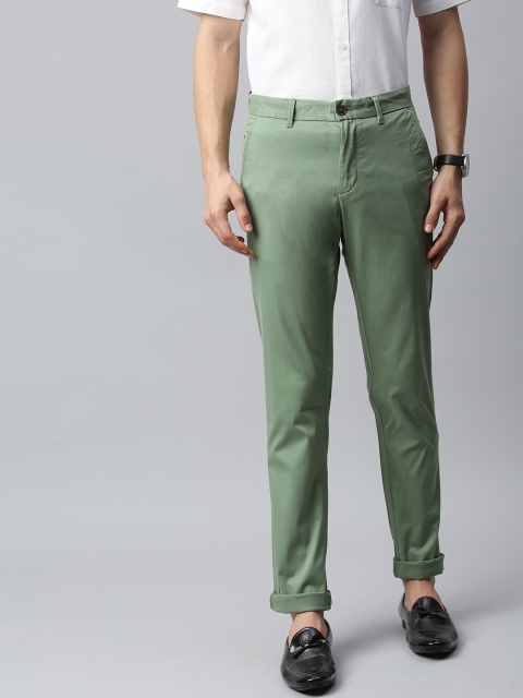 

Indian Terrain Men Green Brooklyn Slim Fit Solid Regular Trousers