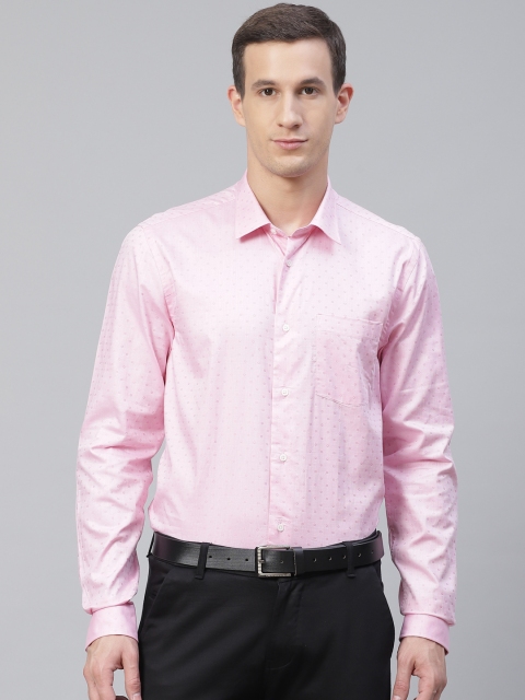 

Blackberrys Men Pink Slim Fit Self Design Formal Shirt