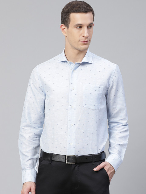 

Blackberrys Men Blue Slim Fit Self Design Formal Shirt