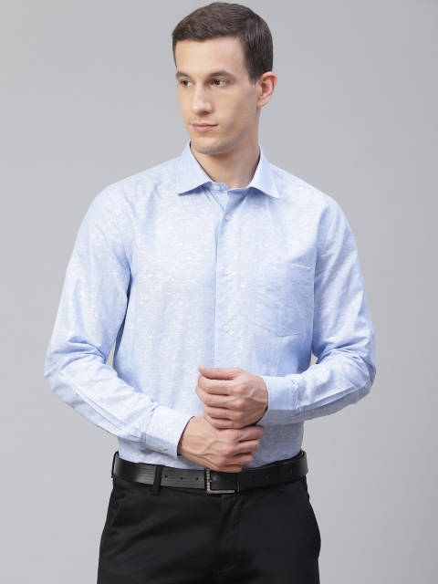 

Blackberrys Men Blue & White Slim Fit Floral Self Design Semiformal Shirt