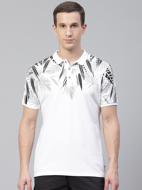 

Blackberrys Men White & Black Slim fit Printed Polo Collar T-shirt