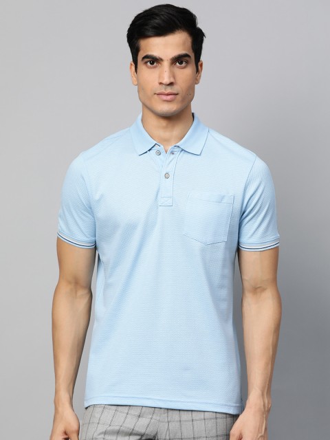 

Blackberrys Men Blue Self-Design Polo Collar T-shirt